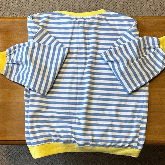 Women’s Size Medium Blue and Yellow Striped Sweatshirt - Picture 3 of 4